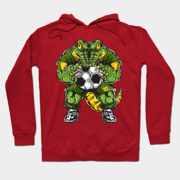 crocodile soccer player Hoodie by Mako Design 